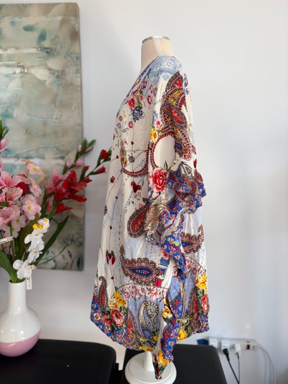 Camilla vneck Kaftan With Ruffle Sleeve - Picture 3 of 10